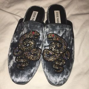 Embroidered Snake Steve Madden Velvet Mules